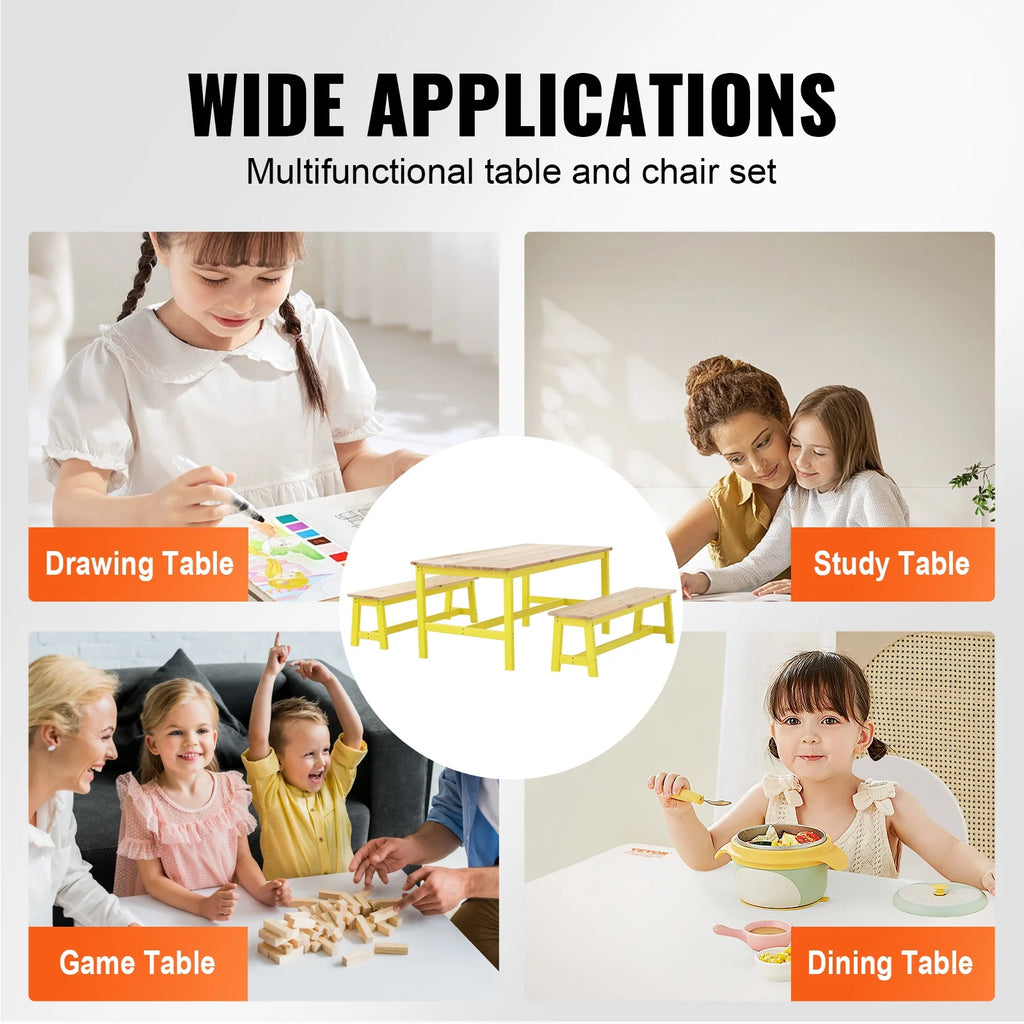 Kids Table and Bench Set of 3 V4708