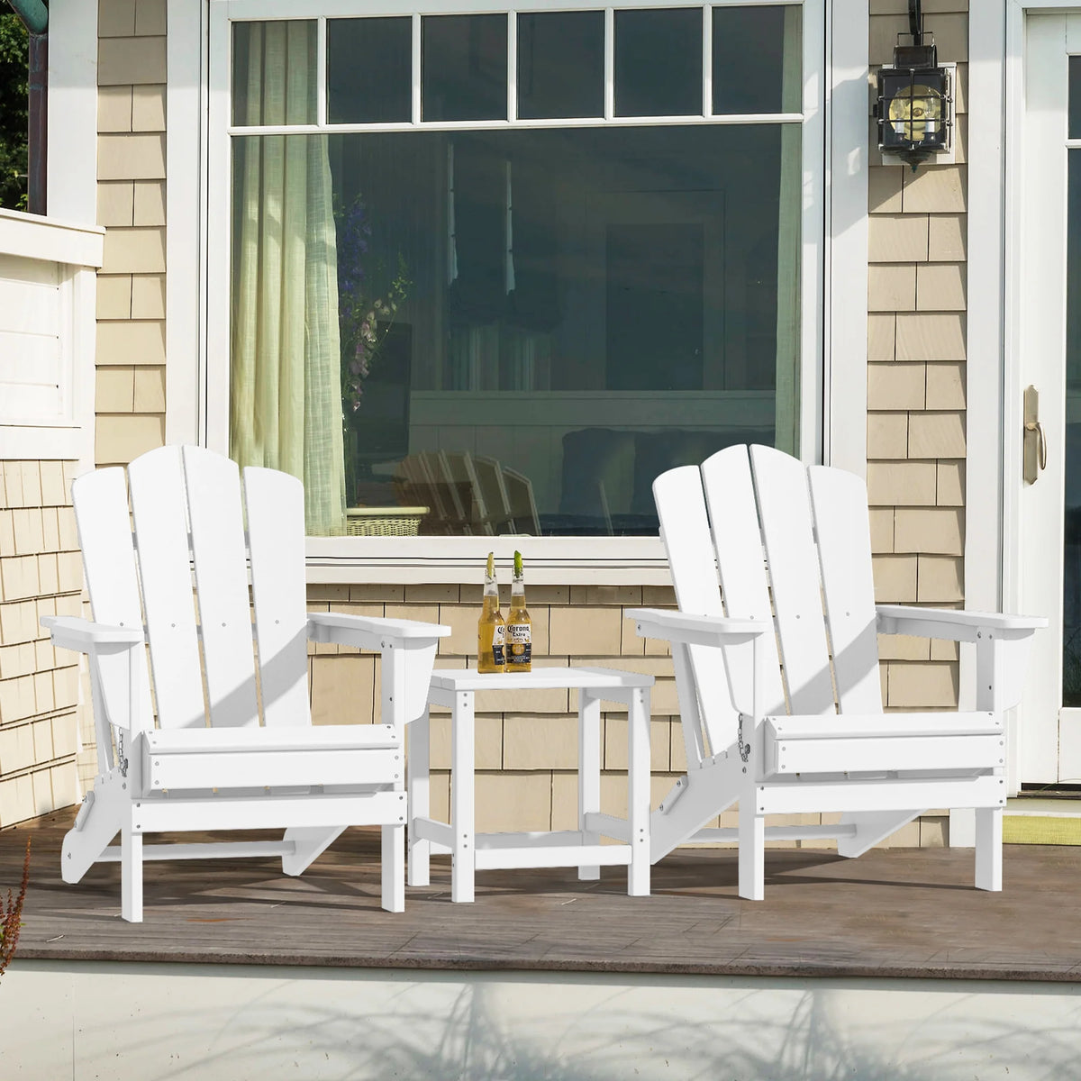 White HDPE Folding Adirondack Chair J3331