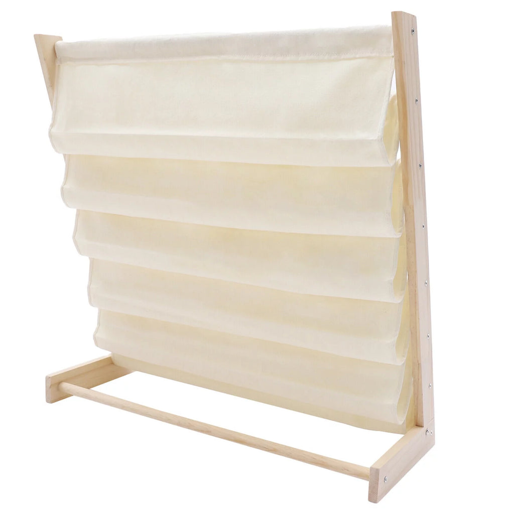 6 Tiers Wooden Kids Book Rack Storage Bookshelf with Canvas Shelves X7538