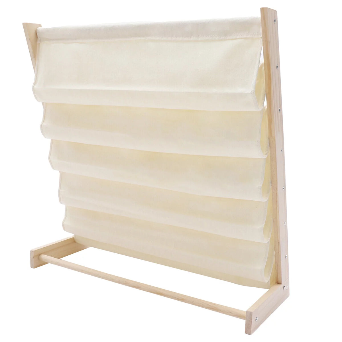 6 Tiers Wooden Kids Book Rack Storage Bookshelf with Canvas Shelves X7538