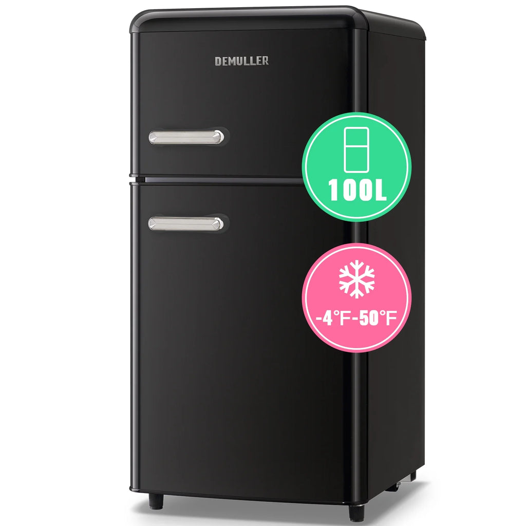 3.5 Cu. ft Black Mini Fridge Double Door Refrigerator R4634