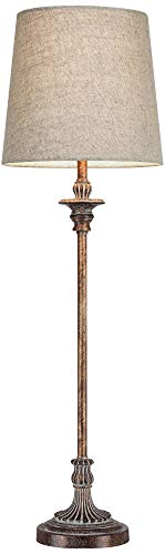 Set of 2 Weathered Brown Linen Fabric Table Lamps D3440
