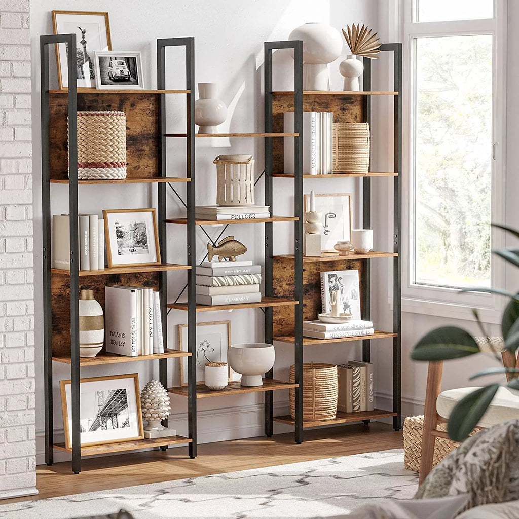 5 Tier Triple Wide Bookshelf with 14 Storage Shelves G7223