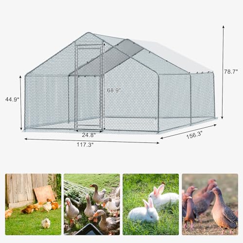 13×10 FT Metal Chicken Coop with Waterproof Cover X846077