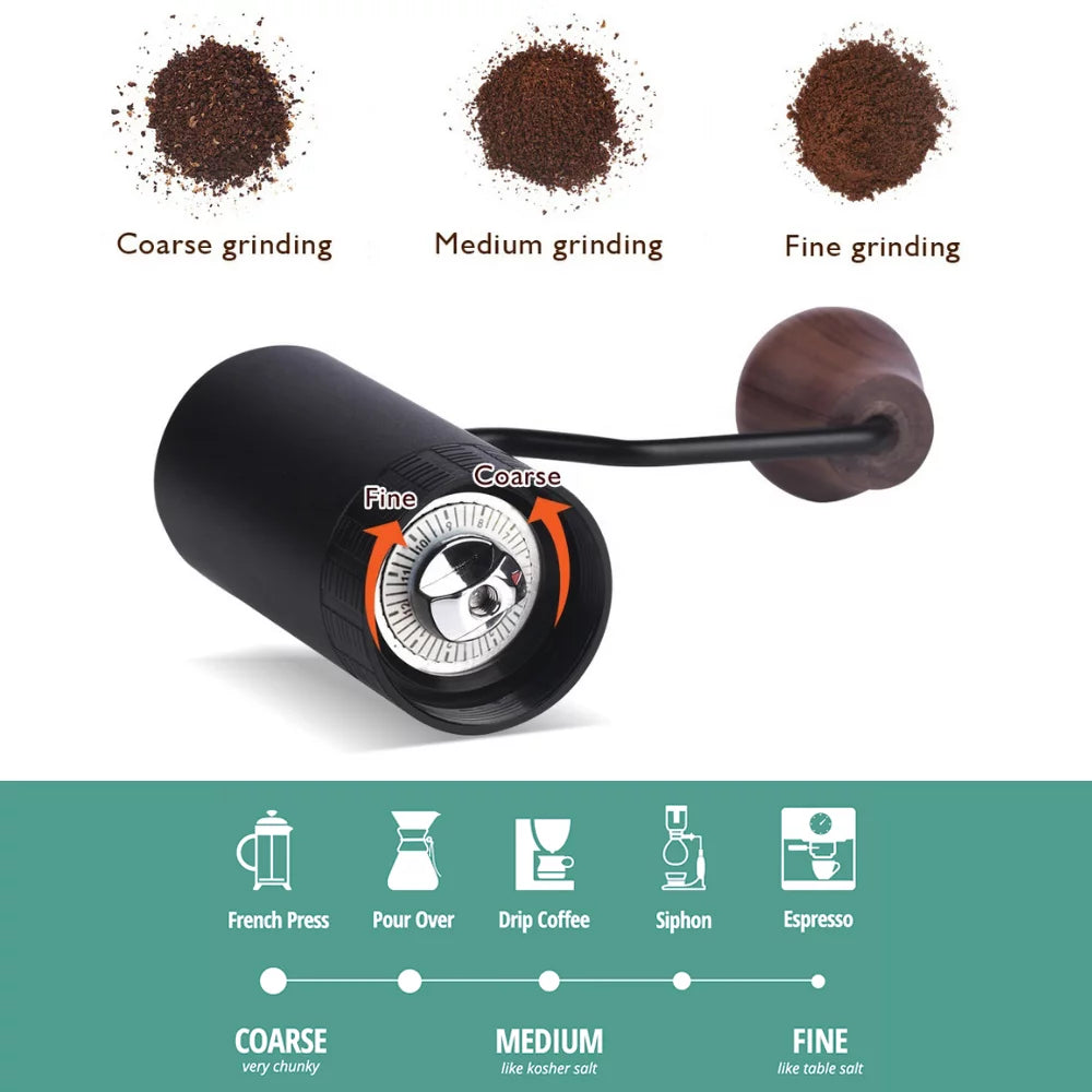 Manual Burr Coffee Grinder with Coarseness Adjustment Dial S956
