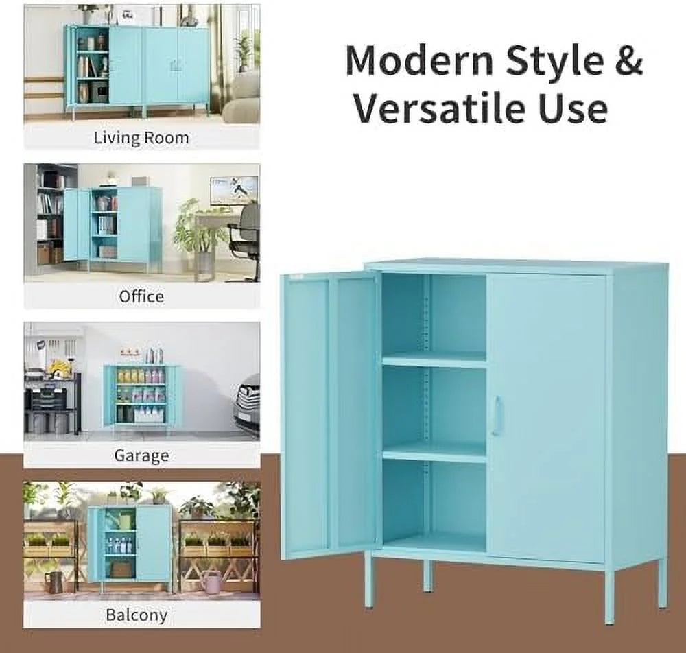 Metal Cabinet Locker with Hanging Rod and Adjustable Shelves Q444