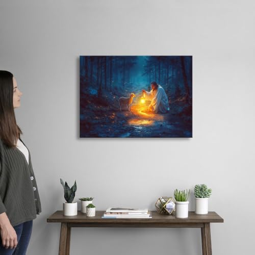 Jesus and Lamb Canvas Wall Art X9783