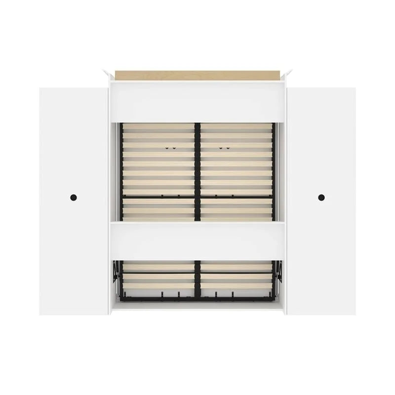 Queen Murphy Bed with 2 Organizers and Drawers in White U13082