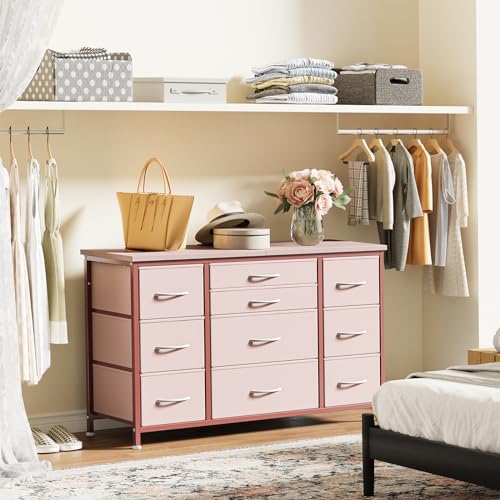 Black 10 Drawer Dresser with Power Outlet I707