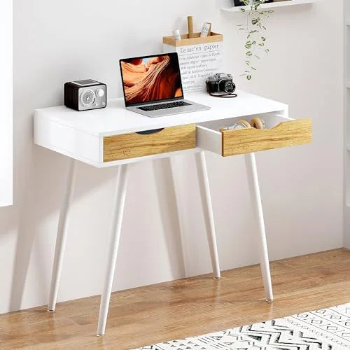 Mid Century 3-Drawer Writing Desk White R6983
