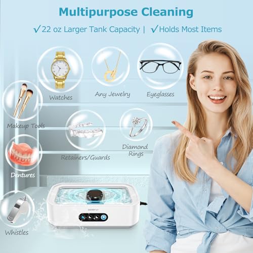 49kHz Ultrasonic Jewelry Cleaner, 22 oz Stainless Steel Tank B910640