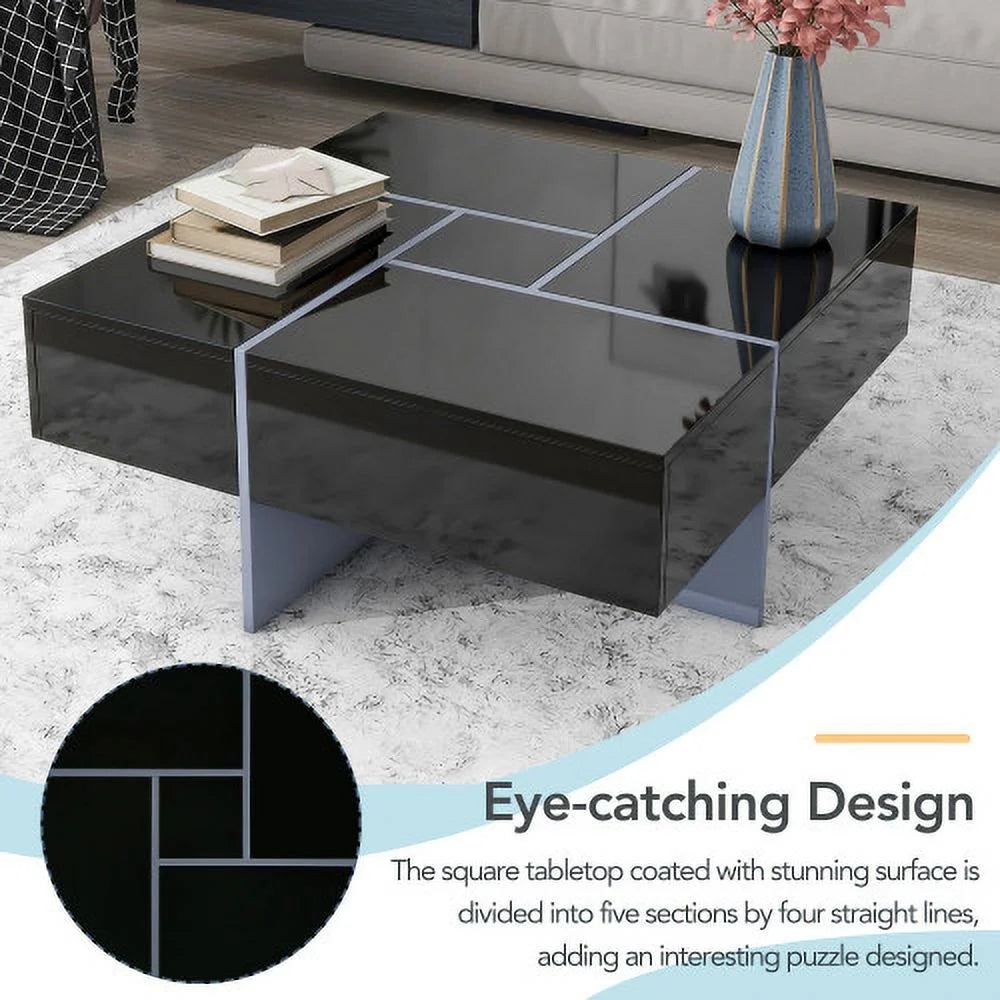 Square Coffee Table with Storage and Extendable Sliding Tabletop E64639