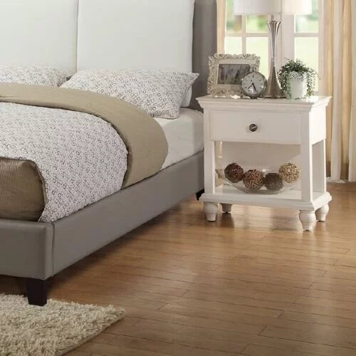 White and Grey Eastern King Size Bed 4pc Set X364511