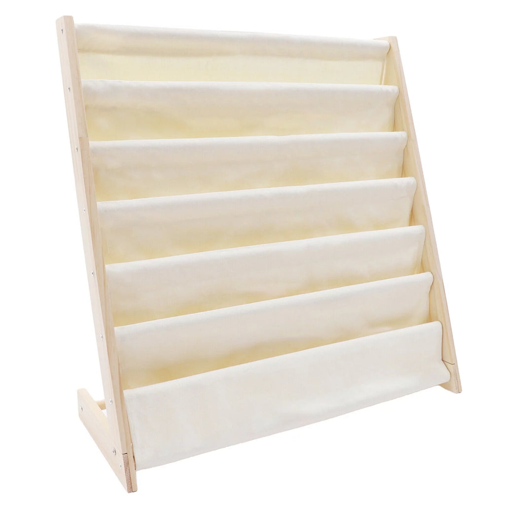 6 Tiers Wooden Kids Book Rack Storage Bookshelf with Canvas Shelves X7538