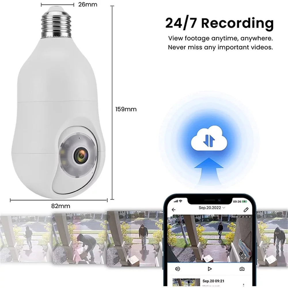 Light Bulb Security Camera 5G&2.4GHz 360° Wireless Camera X8499