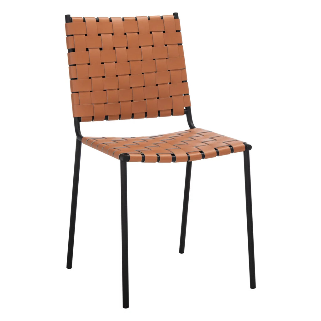 Woven Dining Chair Set of 2 Cognac Black B79872