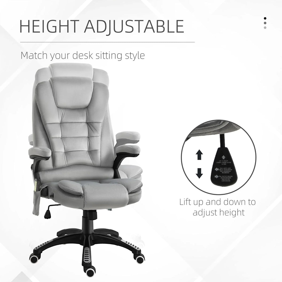 Gray Velvet Reclining Office Chair B38438