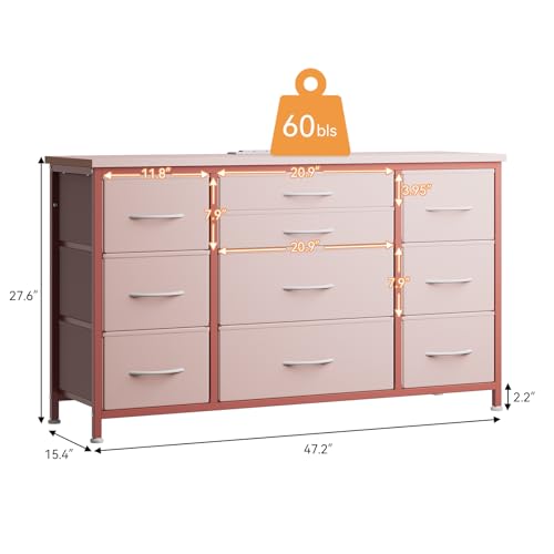 Black 10 Drawer Dresser with Power Outlet I707