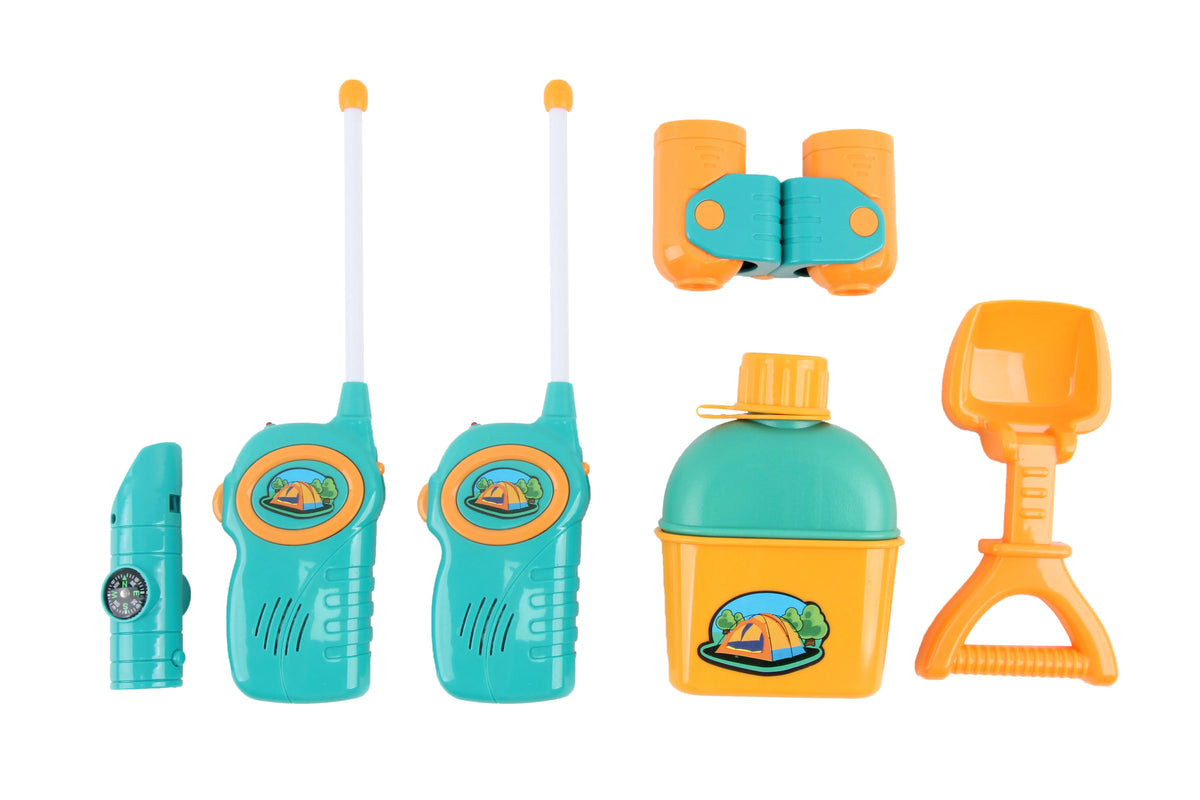 Kids Camping Tent Playset with 2 Walkie Talkies and Outdoor Toy Gear O178