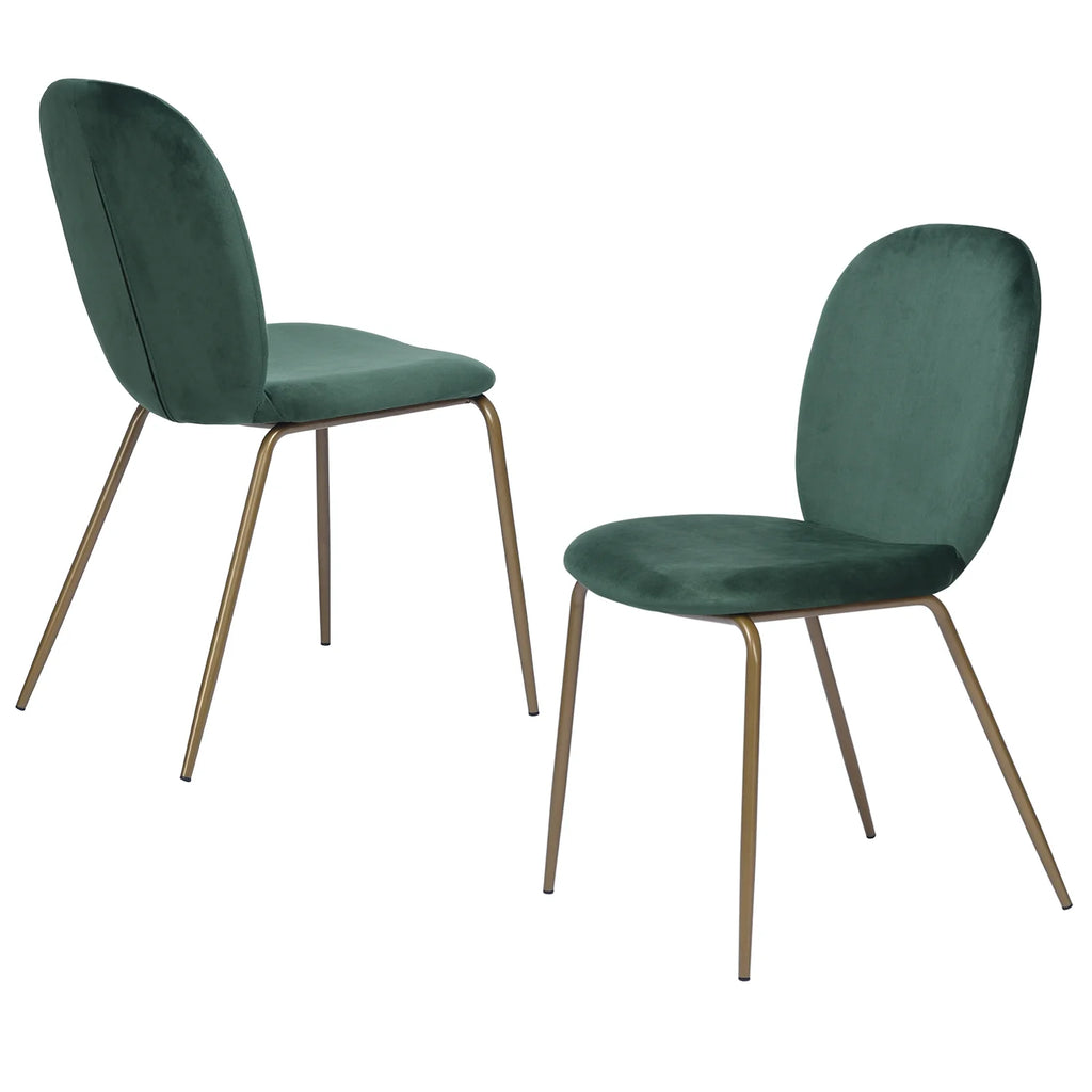 Green Velvet Upholstered Dining Chairs Set of 2 N3371