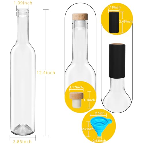 12 Pack 500 ml Clear Glass Bottles with Cork Lids F15856
