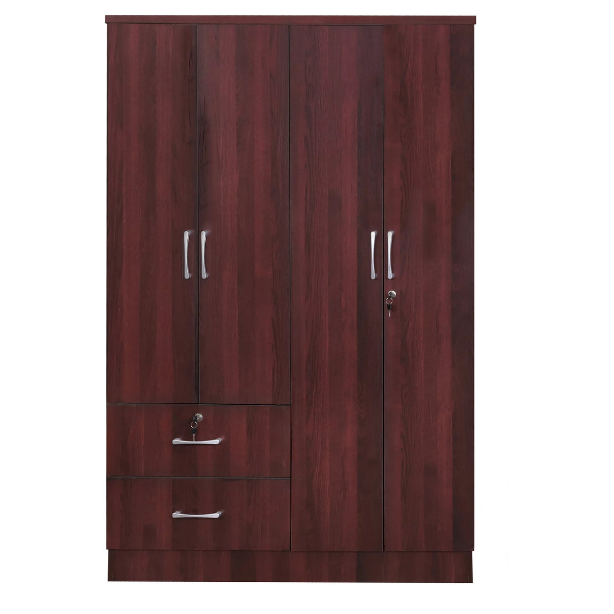 Wood 4 Doors 2 Drawers Armoire in Mahogany D6741