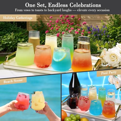 48 Pack Plastic Stemless Glasses H925