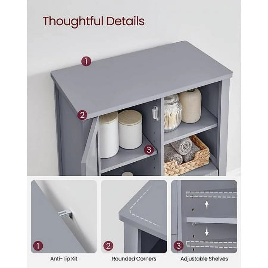 2 Drawers Freestanding Bathroom Storage Cabinet with Adjustable Shelves F1493
