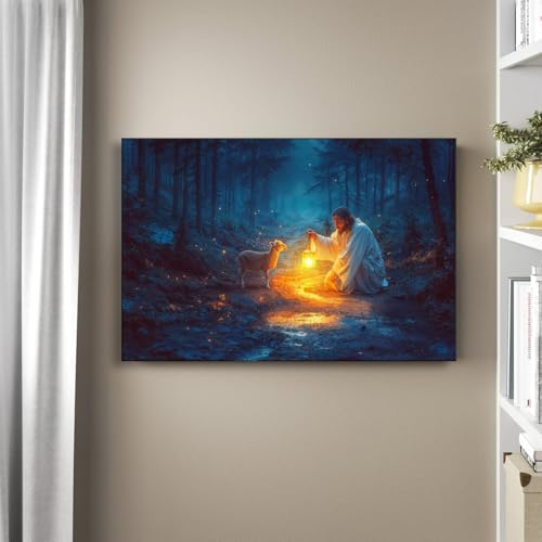 Jesus and Lamb Canvas Wall Art X9783