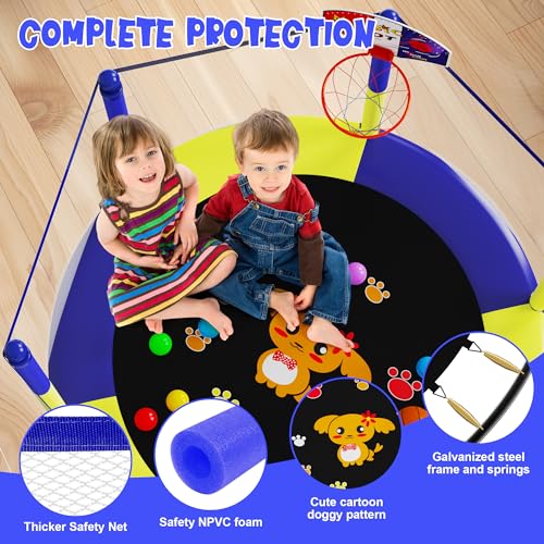 60" Trampoline with Basketball Hoop, Safety Enclosure M76781
