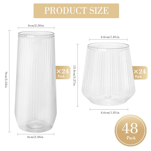 48 Pack Plastic Stemless Glasses H925