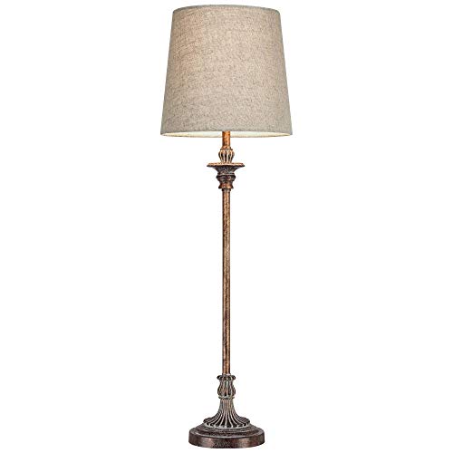 Set of 2 Weathered Brown Linen Fabric Table Lamps D3440