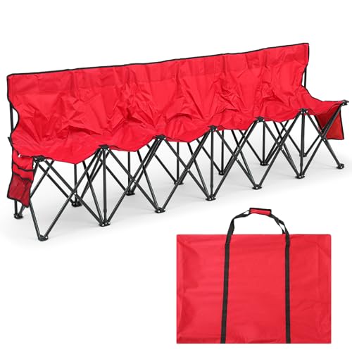 6 Seats Folding Soccer Bench Chair with Storage Bag Z198