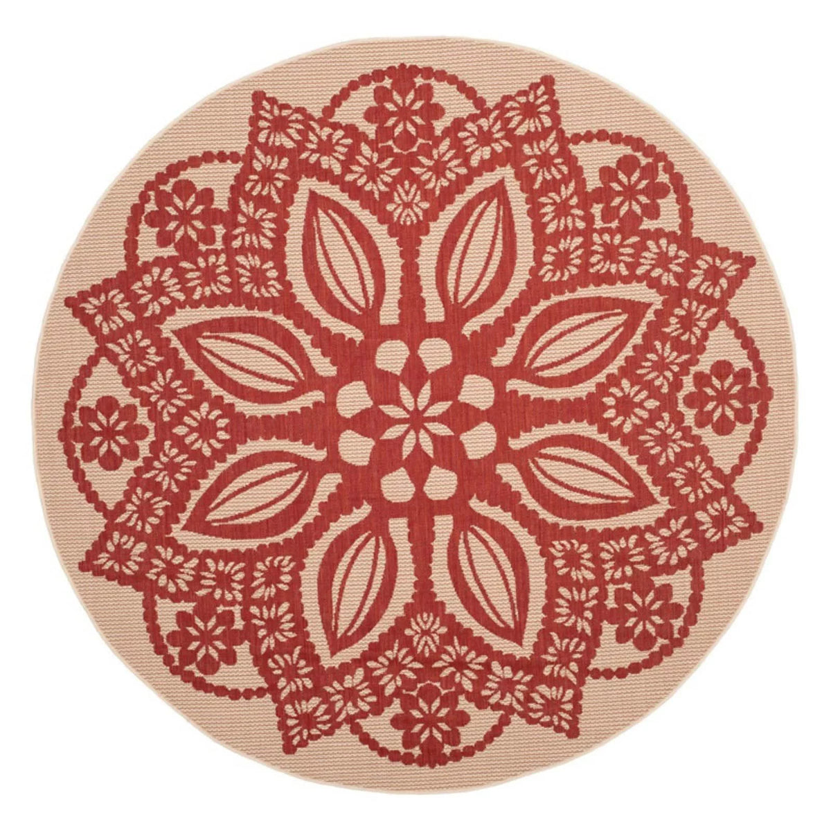 Beige Black Medallion Indoor Outdoor Area Rug D674