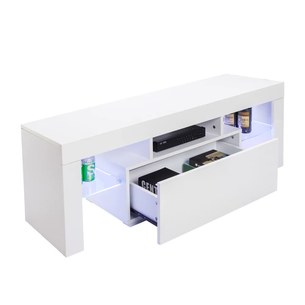 White High Gloss LED TV Stand with 2 Drawers W325