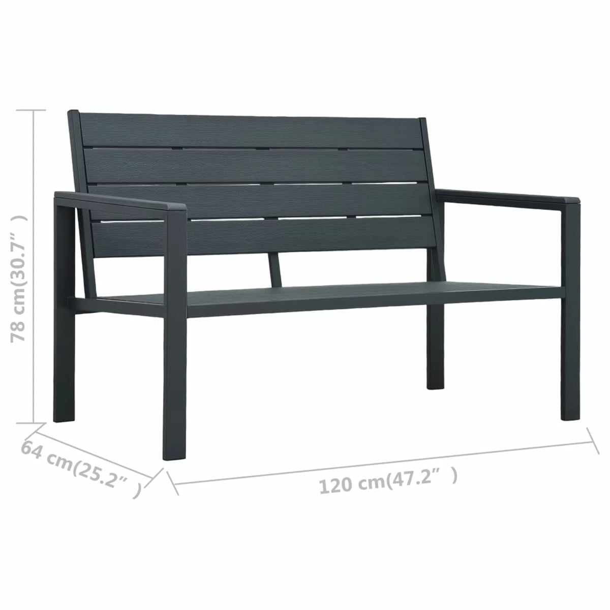 HDPE Outdoor Bench with Backrest and Armrest I24064