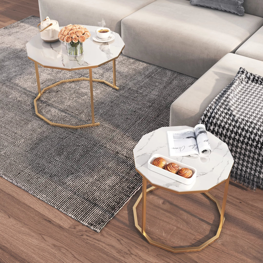 White Marble Coffee Table 12 gon Shape L539960