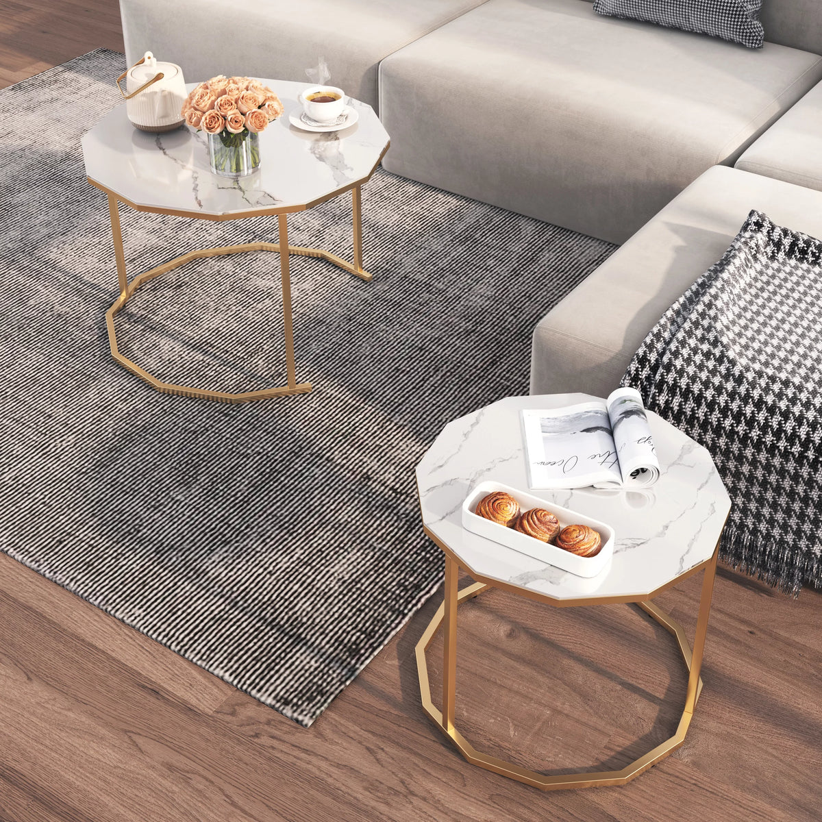 White Marble Coffee Table 12 gon Shape L539960