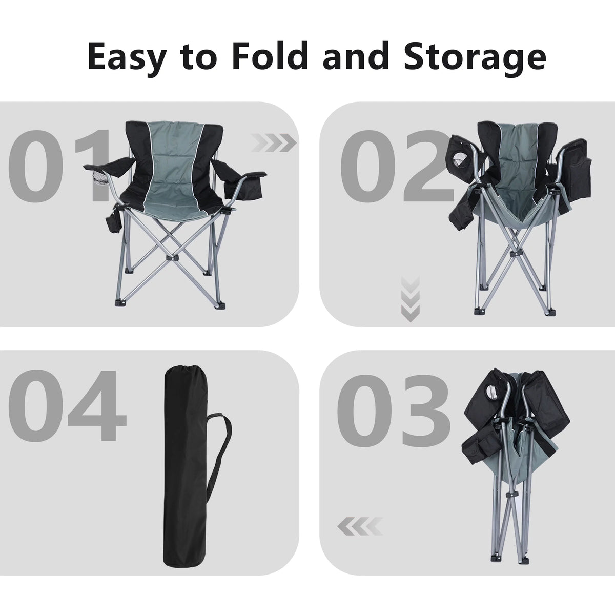 Oversized Folding Camping Chair with Cup Holder and Cooler Bag G60596