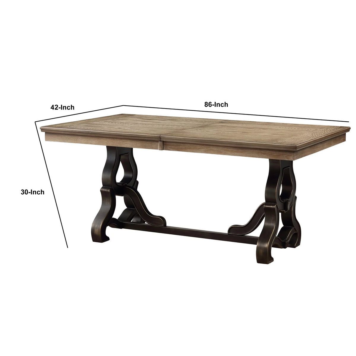 68 Inch Wooden Dining Table with Trestle Base O59372
