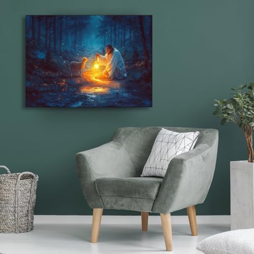 Jesus and Lamb Canvas Wall Art X9783