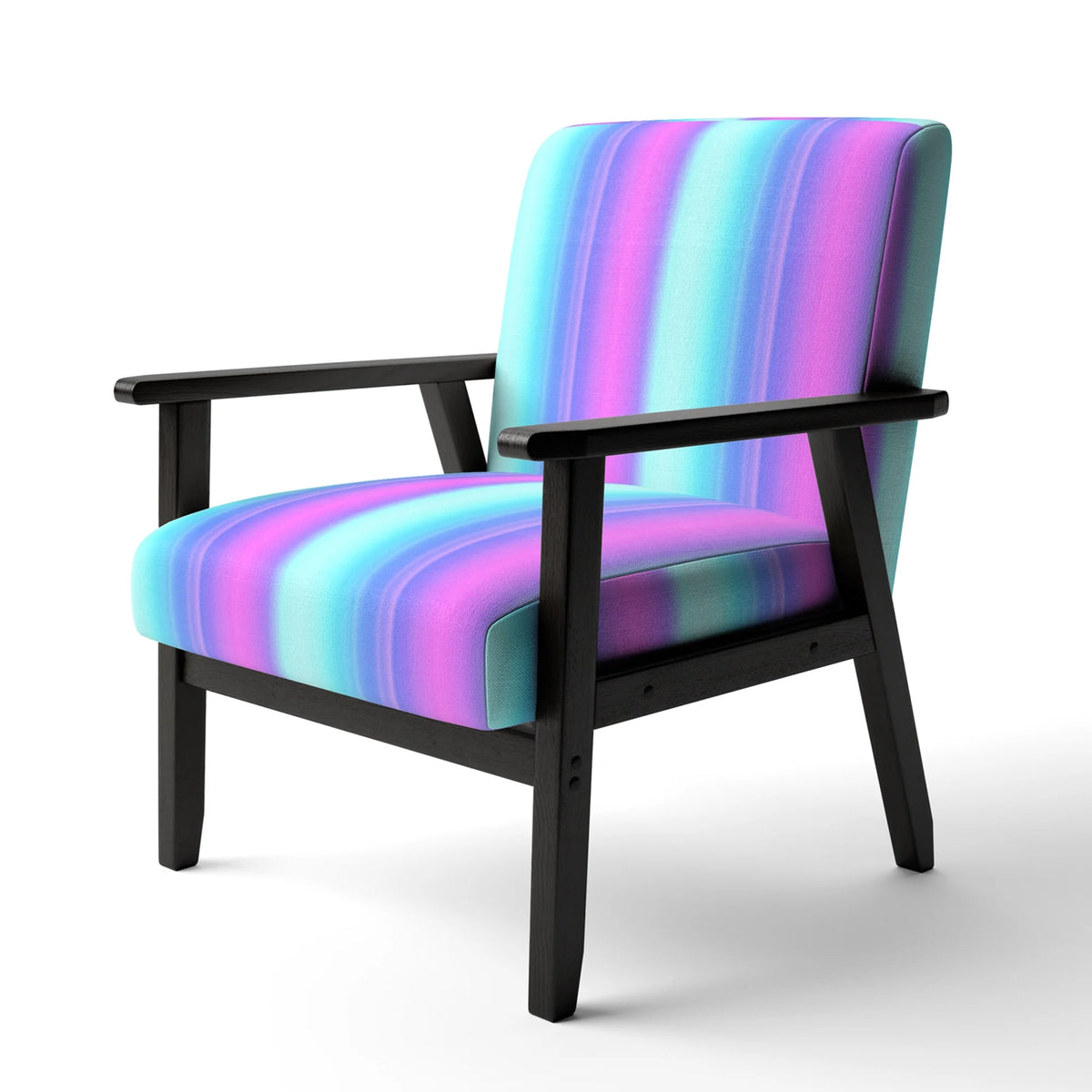 Blue and Purple Striped Pattern Upholstered Accent Chair S871