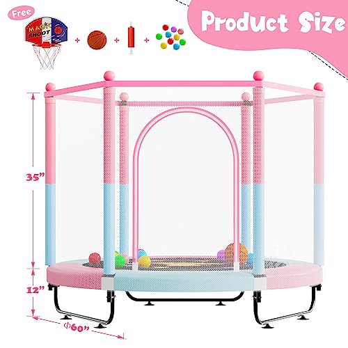 60" Trampoline with Basketball Hoop, Safety Enclosure M76781