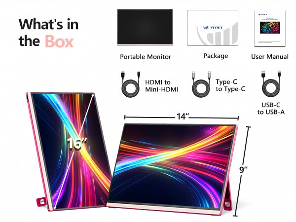 16" Portable IPS Monitor with USB-C HDMI M91418