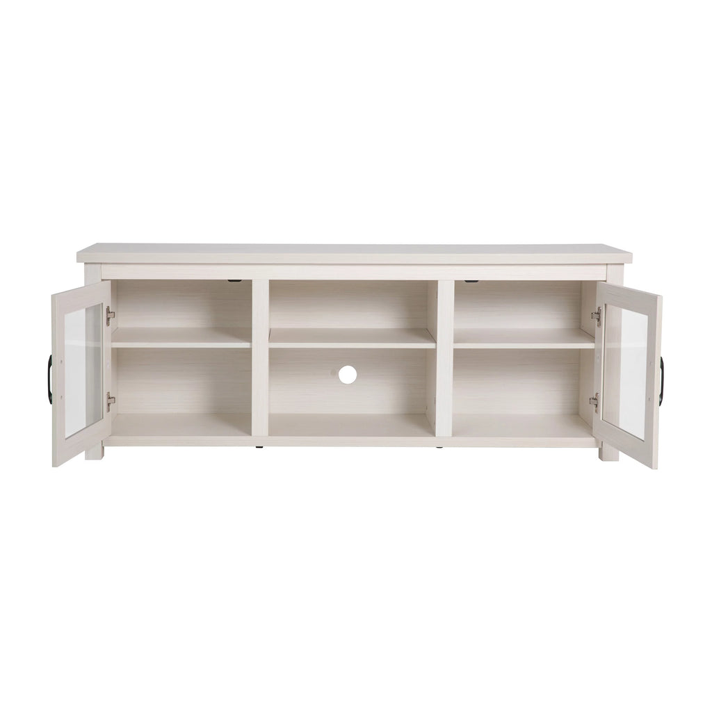White Wash TV Stand with Glass Doors and Adjustable Shelves L393546