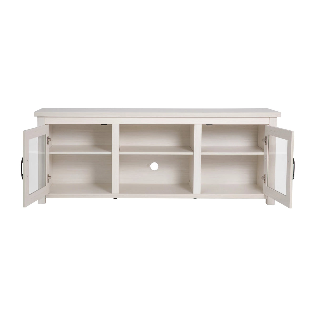 White Wash TV Stand with Glass Doors and Adjustable Shelves L393546