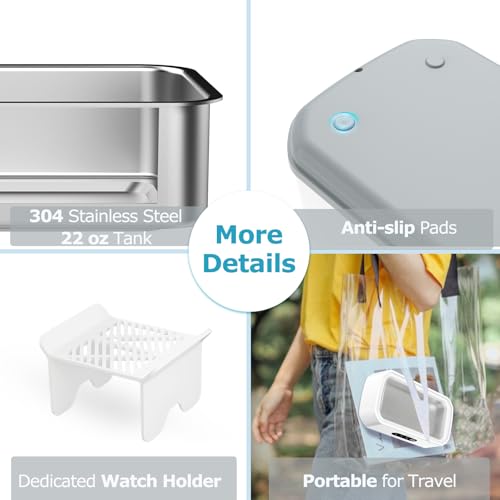49kHz Ultrasonic Jewelry Cleaner, 22 oz Stainless Steel Tank B910640