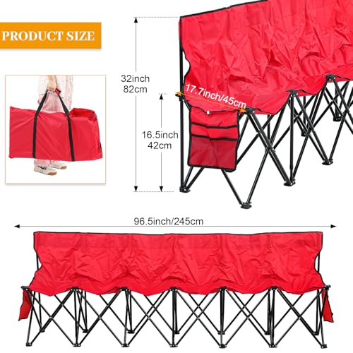 6 Seats Folding Soccer Bench Chair with Storage Bag Z198