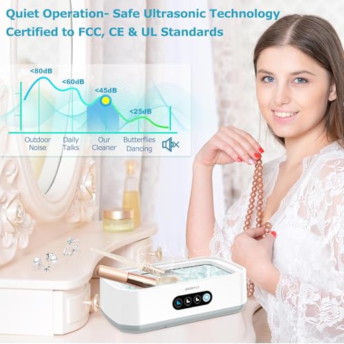 49kHz Ultrasonic Jewelry Cleaner, 22 oz Stainless Steel Tank B910640
