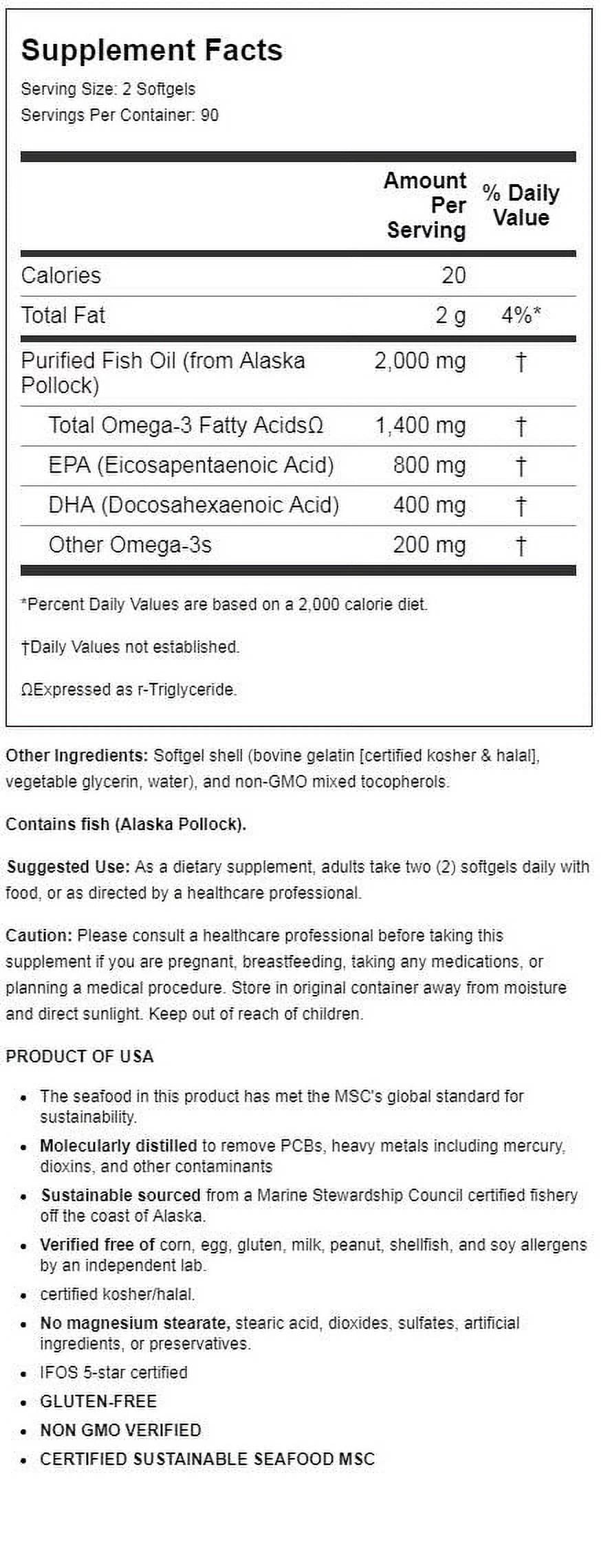 Omega Fatty Acid Supplements 1400 mg 180 Count Z57787